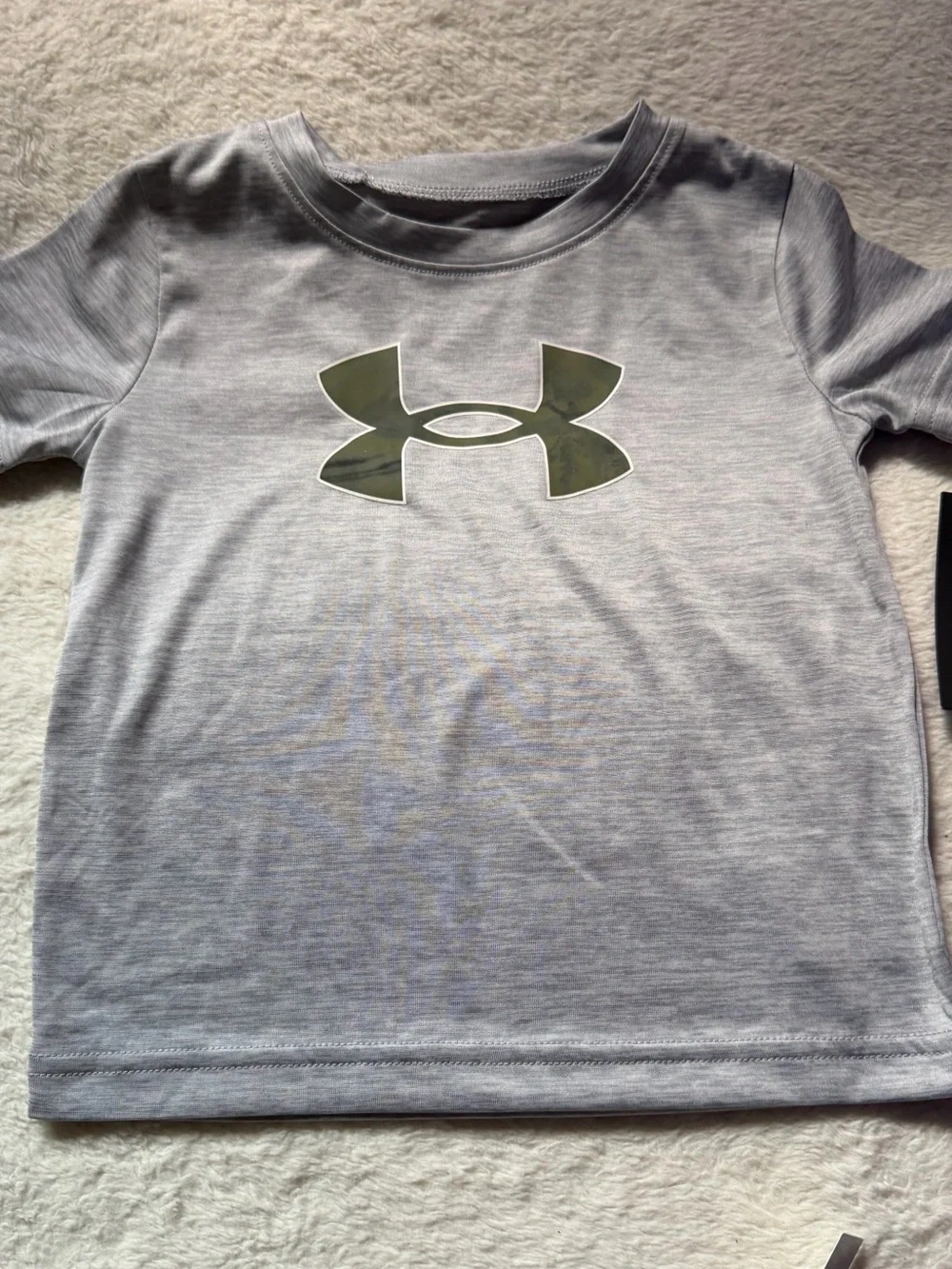 Under Armour Gray Logo Tee with Olive Green Athletic Shorts